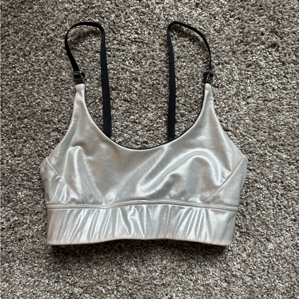 Metallic Silver Heroine Sport Bra XS